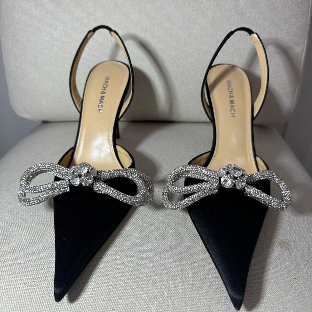 MACH & MACH
Double Bow 100mm slingback pumps. size 38. color black - Picture 6 of 10